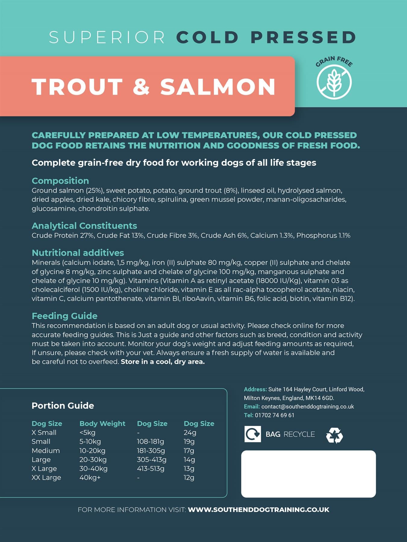 Southend Dog Nutrition Cold Pressed Trout & Salmon 3kg